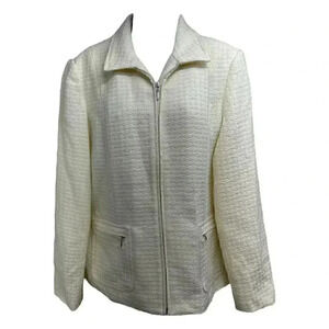 Coldwater Creek Women's cream zip up blazer with zip pockets size 14
